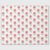 Coral Pink Watercolor Daisy Muster Geschenkpapier (Flach)