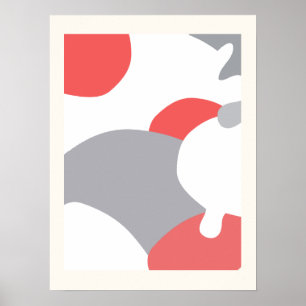 Coral Pink White Gray Abstrakt Art Poster