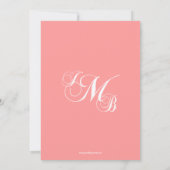 Coral Pink White Three Letter Wedding Invitations Einladung (Rückseite)