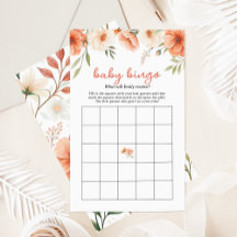 Coral Pink Wildblume Baby Bingo Baby Showspiel