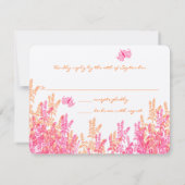 Coral & Pink Wildblume Butterfly Wedding RSVP Karte (Rückseite)