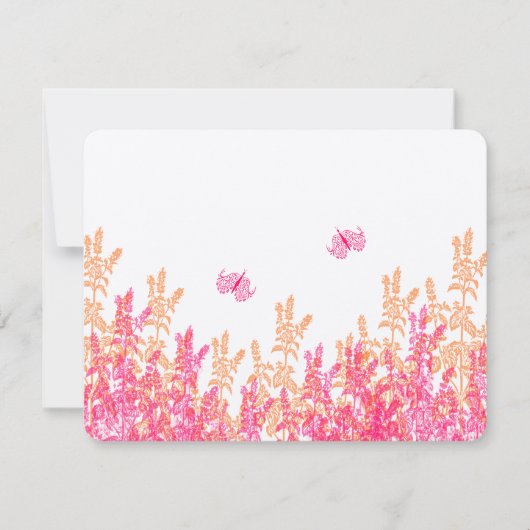 Coral & Pink Wildblume Butterfly Wedding RSVP Karte (Vorderseite)