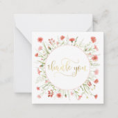 Coral Pink Wildblume Gold Script Vielen Dank Mitteilungskarte (Vorderseite)