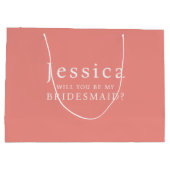 Coral Pink Will You Be My Bridesmaid Proposal Große Geschenktüte (Rückseite)