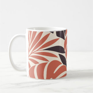 Coral Plum Tropical Leaf Silhouette Kaffeetasse