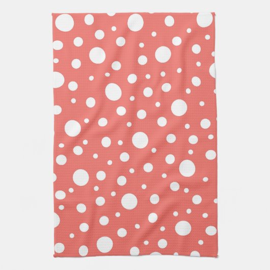 Coral Polka Dot Geschirrtuch (Vertikal)
