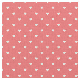 Coral Polka Dot Hearts Stoff