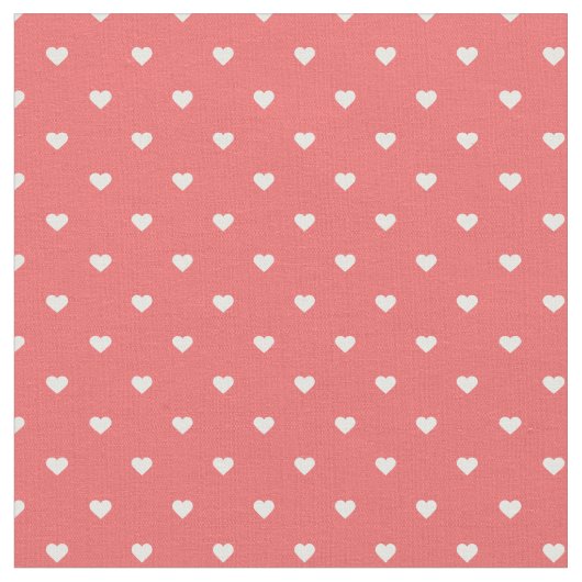 Coral Polka Dot Hearts Stoff (Nahaufnahme)