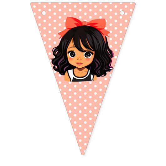 Coral Polka Dot Little Girl's Birthday Wimpelkette (Erste Fahne)