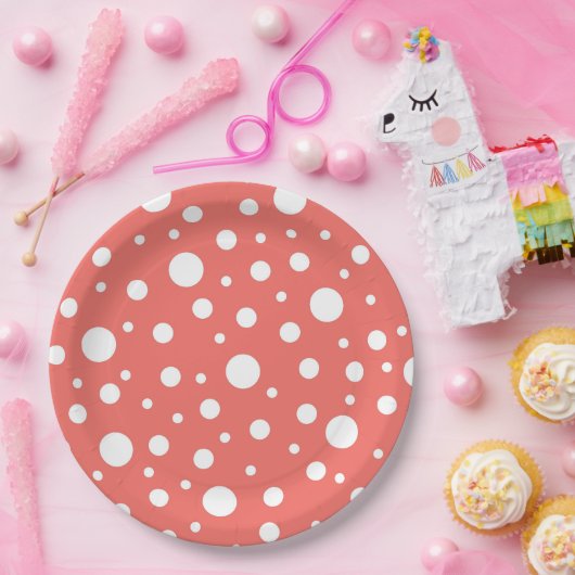 Coral Polka Dot Pappteller (Party)