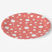 Coral Polka Dot Pappteller (Schrägansicht)