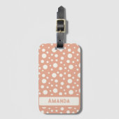 Coral Polka Dot Patterns - custon name Gepäckanhänger (Vorderseite Vertikal)
