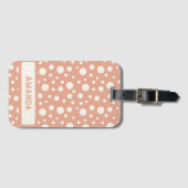 Coral Polka Dot Patterns - custon name Gepäckanhänger (Vorderseite (Horizontal))