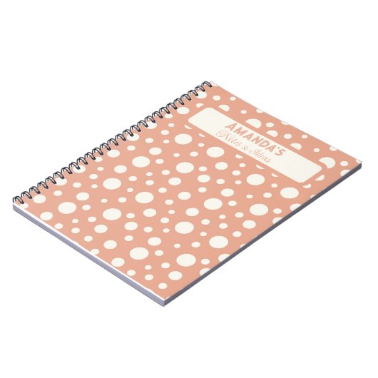 Coral Polka Dot Patterns - custon name Notizblock (Linke Seite)