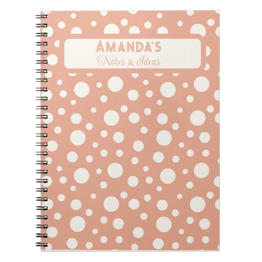 Coral Polka Dot Patterns - custon name Notizblock (Vorderseite)
