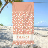 Coral Polka Dot Patterns - custon name Strandtuch