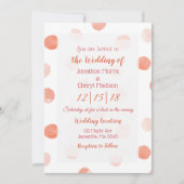 Coral Polka Dots Wedding Einladung (Vorderseite)