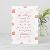 Coral Polka Dots Wedding Einladung (Stehend Vorderseite)