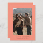 Coral Pop Moderne Hochzeit des Fotos Save The Date (Vorne/Hinten)