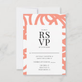Coral Pop Moderner Minimalistischer Abstrakt RSVP Karte (Rückseite)