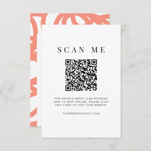 Coral Pop Moderner Minimalistischer Abstrakt RSVP Karte (Vorne/Hinten)