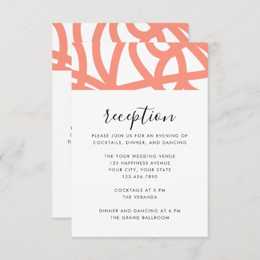 Coral Pop Moderner Minimalistischer Abstrakter Swi Begleitkarte (Vorne/Hinten)