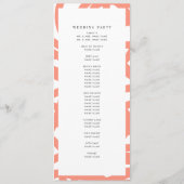 Coral Pop Modernes Abstraktes Hochzeitsprogramm Programm (Rückseite)