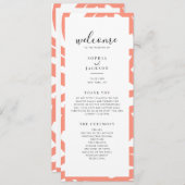 Coral Pop Modernes Abstraktes Hochzeitsprogramm Programm (Vorne/Hinten)