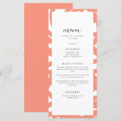 Coral Pop Modernes, Minimalistisches Abstraktes Ho Menükarte (Vorne/Hinten)