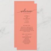 Coral Pop Modernes Minimalistisches Hochzeitsprogr Programm (Vorne/Hinten)