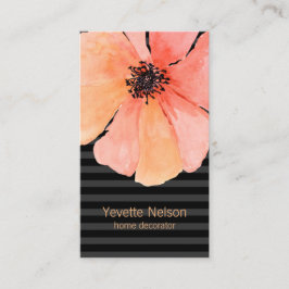 Coral Poppy Contemporary Black Visitenkarte