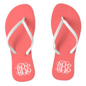 Coral Preppy Script Monogram Badesandalen (Fußbett)