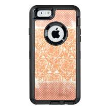 Coral Punkts Lacy Hearts Grunge Pattern