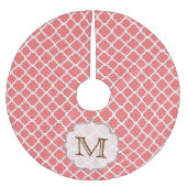 Coral Quarterfoil Latti Monogram Tree Skirt Polyester Weihnachtsbaumdecke (Vorderseite)