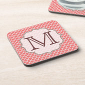 Coral Quaterfoil Latti Monogram Drink Untersetzer (Linke Seite)