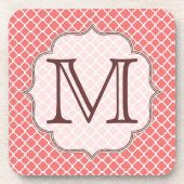 Coral Quaterfoil Latti Monogram Drink Untersetzer (Vorderseite)