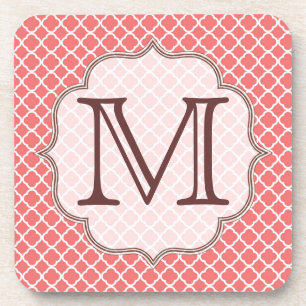 Coral Quaterfoil Latti Monogram Drink Untersetzer