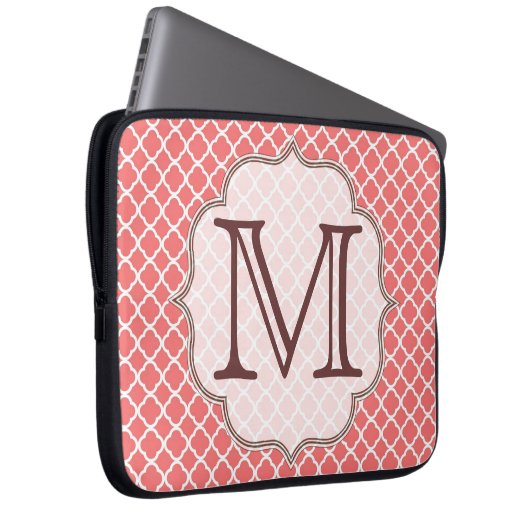 Coral Quaterfoil Latti Monogramm 15" Laptop Case (Vorne Rechts)