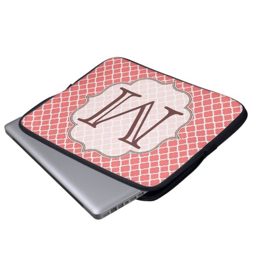 Coral Quaterfoil Latti Monogramm 15" Laptop Case (Vorne Knopf)