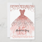 Coral Quinceanera Birthday Einladung Cumpleanos (Vorderseite)