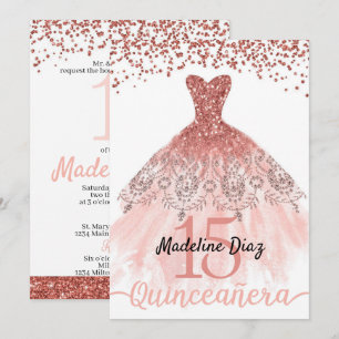 Coral Quinceanera Birthday Einladung Cumpleanos