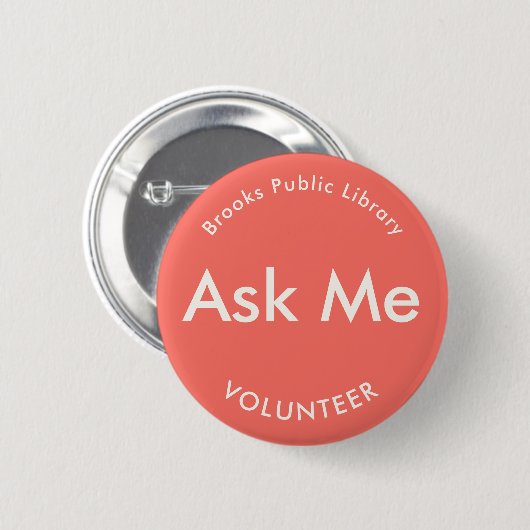 Coral Red Ask Me Buttons for Volunteers (Vorne & Hinten)