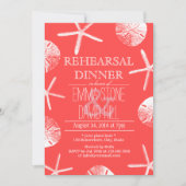 Coral Red Beach Thema Hochzeit Probe Dinner Einladung (Vorderseite)