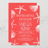 Coral Red Beach Thema Hochzeit Probe Dinner Einladung (Vorne/Hinten)