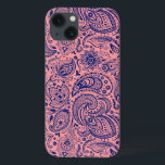 Coral Red & Blue Vintag Floral Paisley Muster Case-Mate iPhone Hülle<br><div class="desc">Elegantes Vintages Paisley-Spitzenteppich in marineblau und korallenrot. Der blaue Paisley hat einen transparenten Hintergrund. Korallenrot in diesem Beispiel kann in jede Farbe,  die Sie möchten,  mit Navy Blu Paisley ändern.</div>