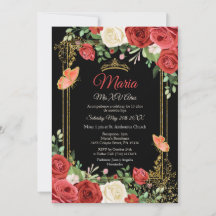 Coral Red Blume Butterfly Mis XV Anos Birthday