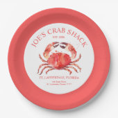 Coral Red Crab Aquarellbilder Pappteller (Vorderseite)