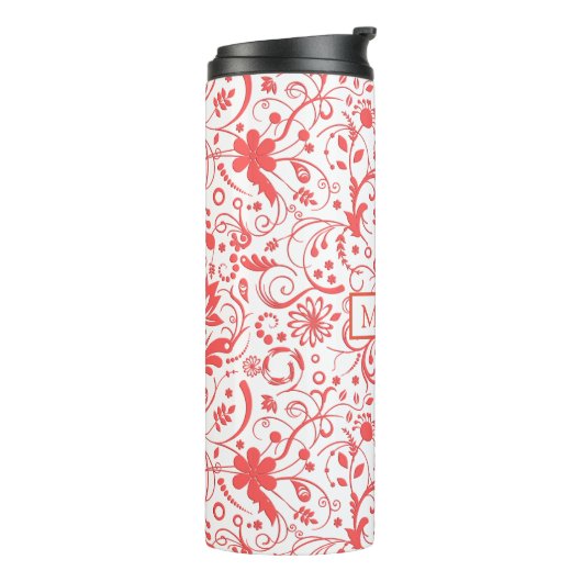 Coral Red Damask Thermosbecher (Nach links gedreht)