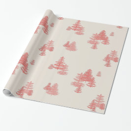 Coral Red Evergreen Stand Wrapping Paper Geschenkpapier