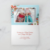 Coral Red Floral Blue Weihnachten Foto (Innenseite)
